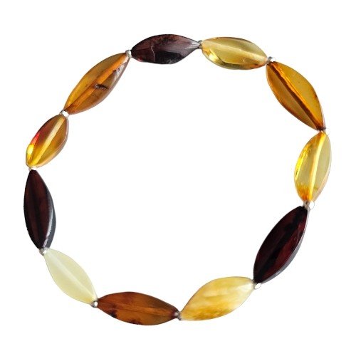 ankabizuteria.pl Bransoletka srebrna z bursztynem - polerowana świe