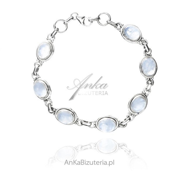ankabizuteria.pl Srebrna bransoletka z naturalnym kamieniem ksieżycow