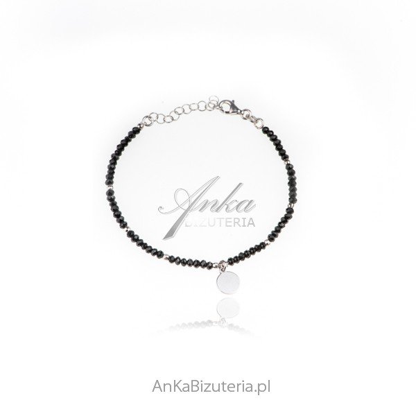 ankabizuteria.pl Bransoletka srebrna z czarnymi spinelami i kółkami