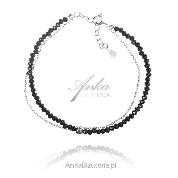 ankabizuteria.pl Bransoletka srebrna z czarnymi spinelami