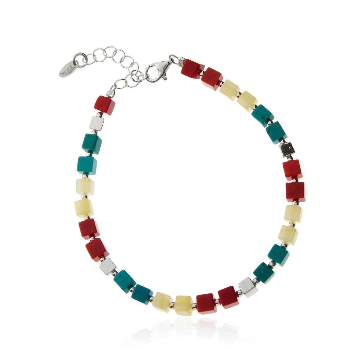 ankabizuteria.pl Bransoletka srebrna KOSTECZKI z żółto - białym bursz