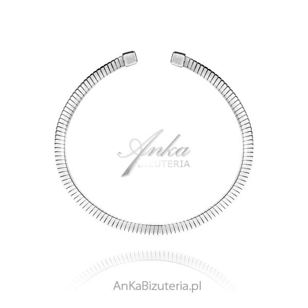 ankabizuteria.pl Srebrne bransoletka bangle rodowana i grawerowana