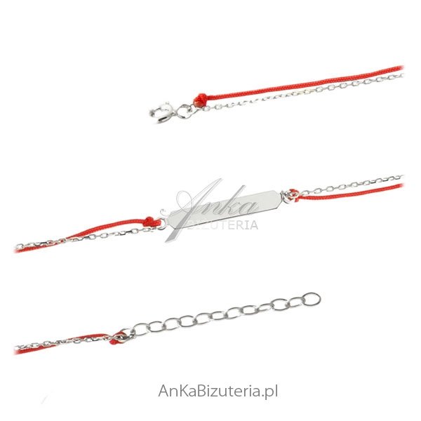 ankabizuteria.pl Bransoletka srebrna na czerwonym sznureczku