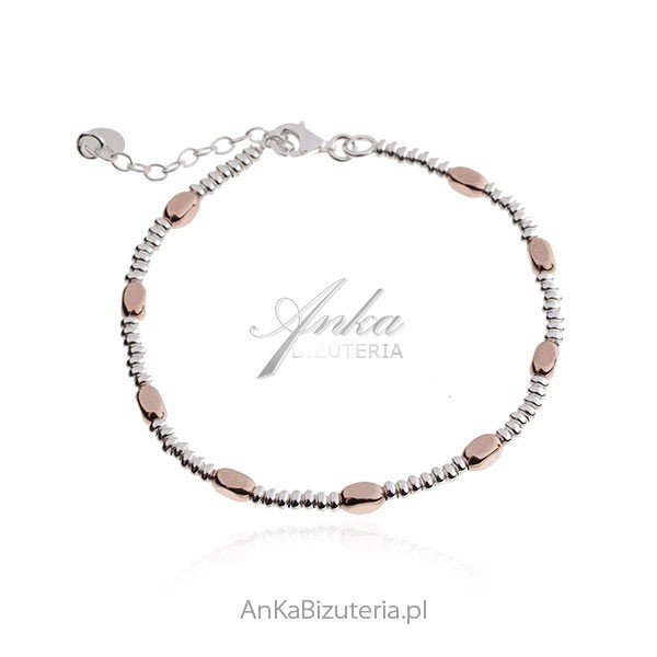 ankabizuteria.pl Bransoletka srebrna pozłacana różowym złotem