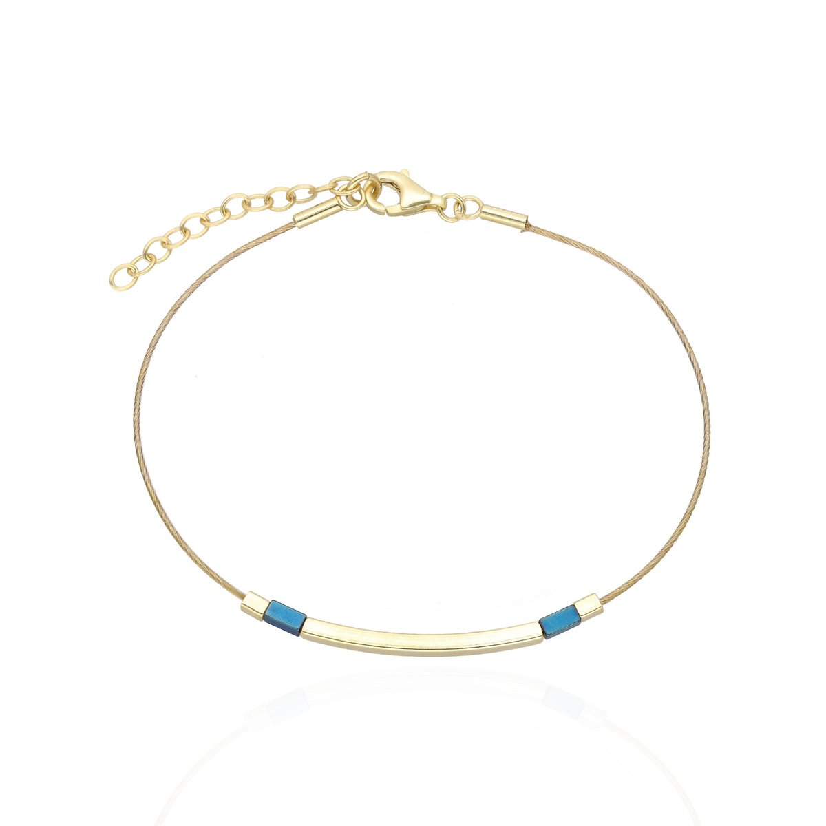 ankabizuteria.pl Bransoletka srebrna pozłacana z niebieskim hematytem