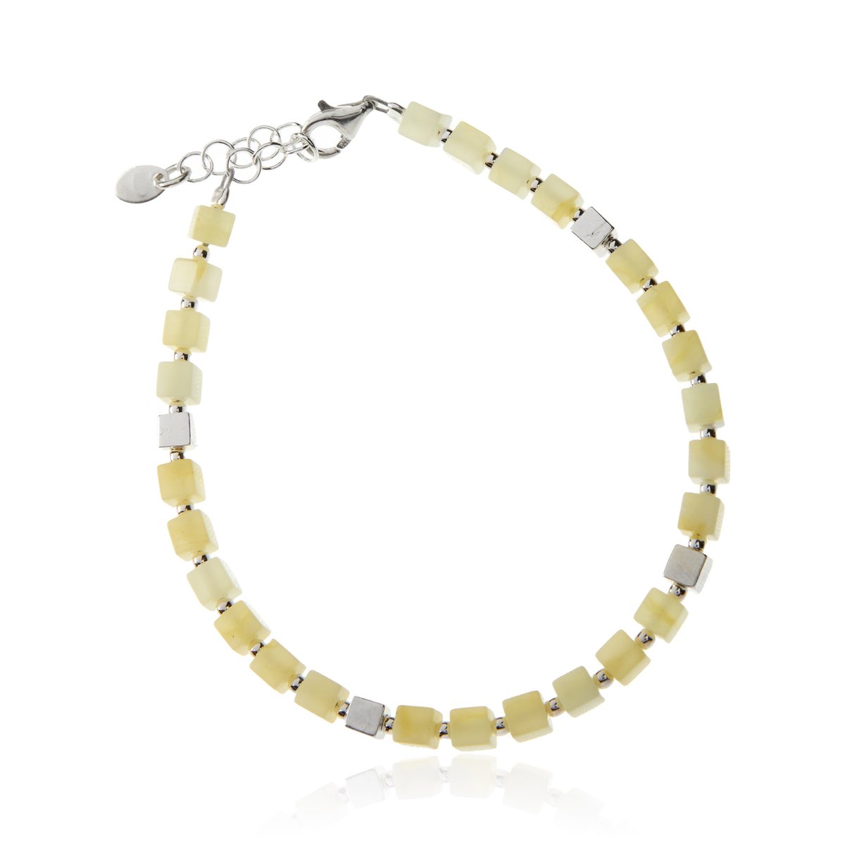 ankabizuteria.pl Bransoletka srebrna KOSTECZKI z żółto - białym bursz