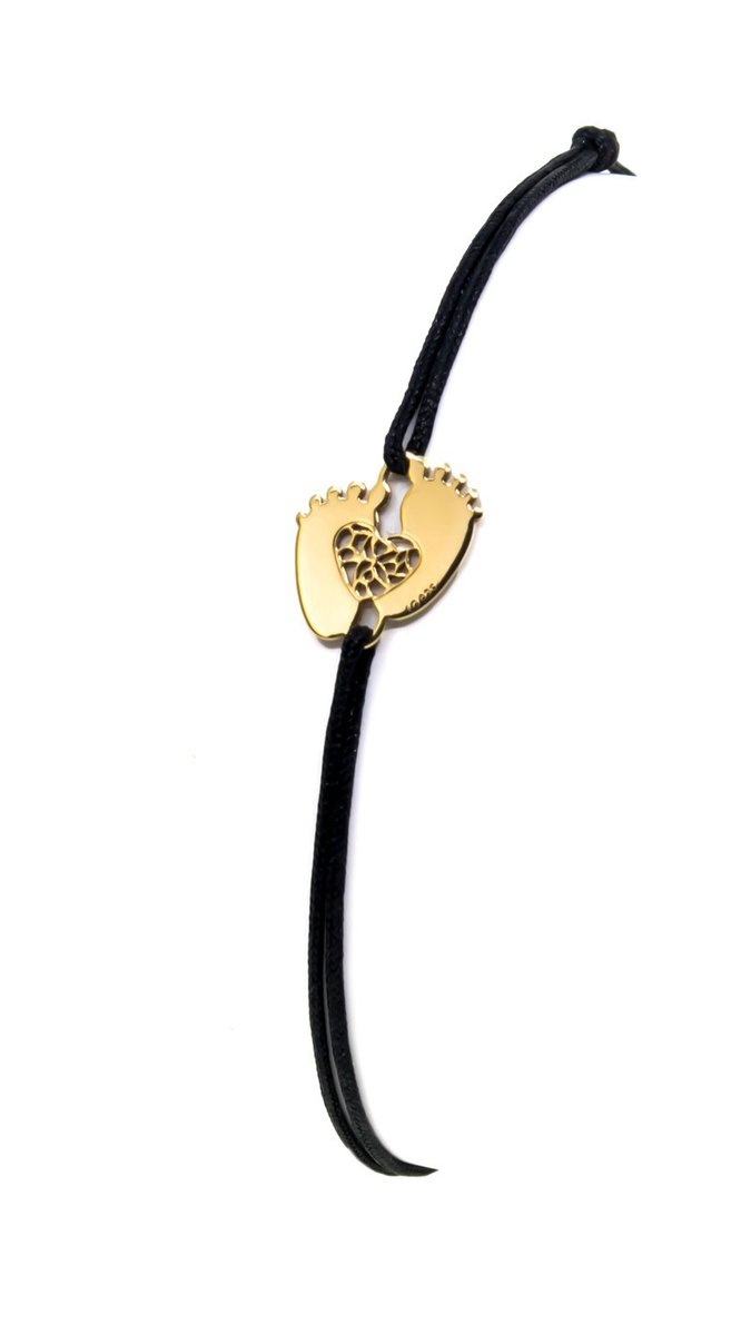 ankabizuteria.pl Bransoletka na czarnym sznureczku srebro pozłacane S