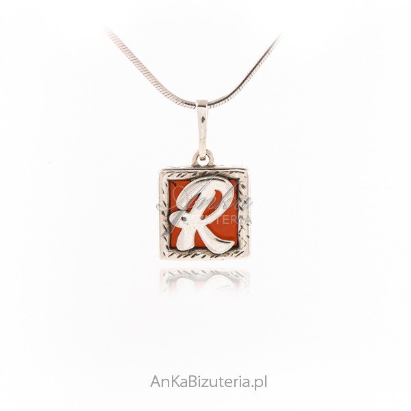ankabizuteria.pl Zawieszka srebrna z bursztynem LITERKA -R