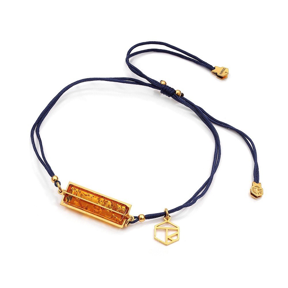 ankabizuteria.pl Bransoletka srebrna na czarnym sznurku z koniakowym