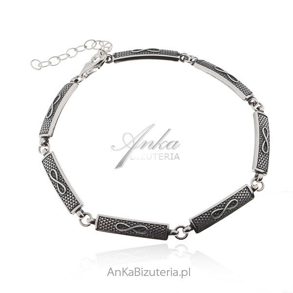 ankabizuteria.pl Srebrna bransoletka oksydowana z nieskończonościami
