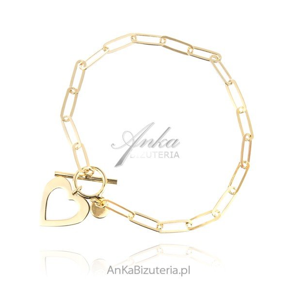 ankabizuteria.pl Bransoletka srebrna pozłacana SERCE ażurowe na tibon