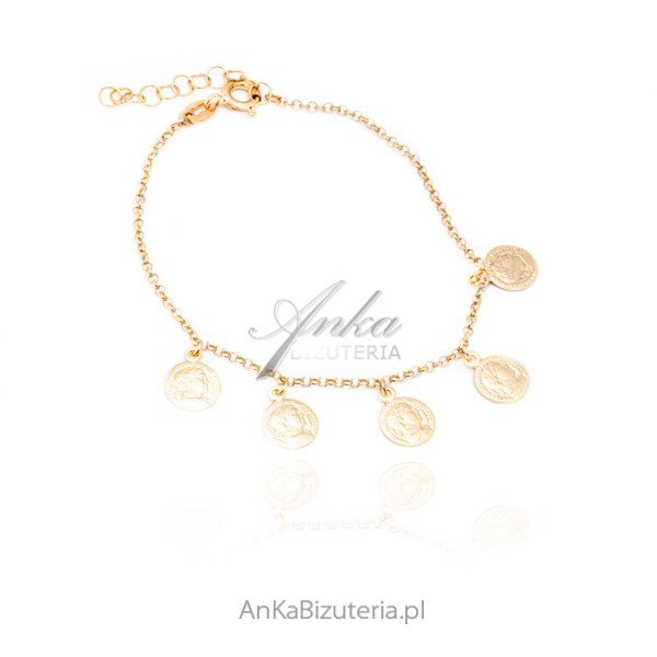 ankabizuteria.pl Bransoletka srebrna pozłacana MONETY