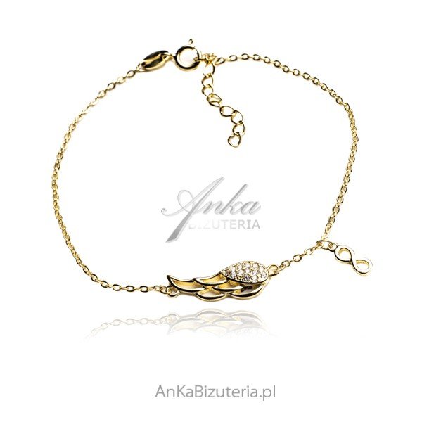 ankabizuteria.pl Bransoletka srebrna pozłacana z cyrkoniami SKRZYDŁO