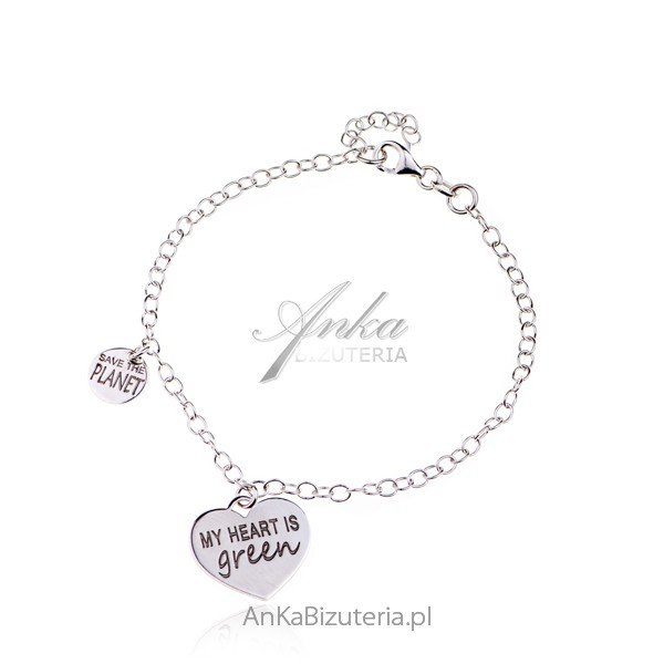 ankabizuteria.pl Bransoletka srebrna SERCE - My Heart is green - Sav