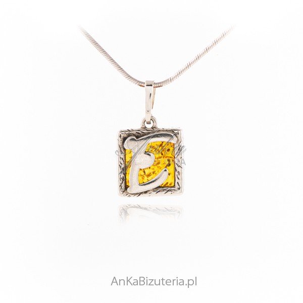 ankabizuteria.pl Zawieszka srebrna z bursztynem LITERKA -E