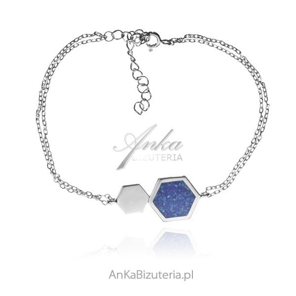 ankabizuteria.pl Bransoletka srebrna z niebieskim opalem PLASTER MIO