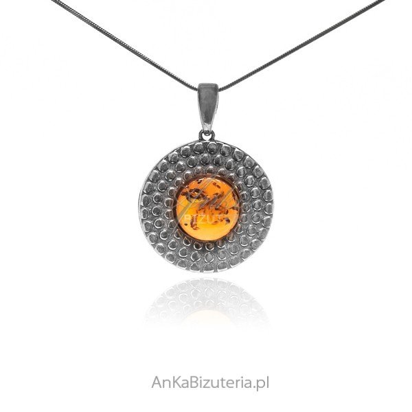 ankabizuteria.pl Zawieszka srebrna z bursztynem okrągła
