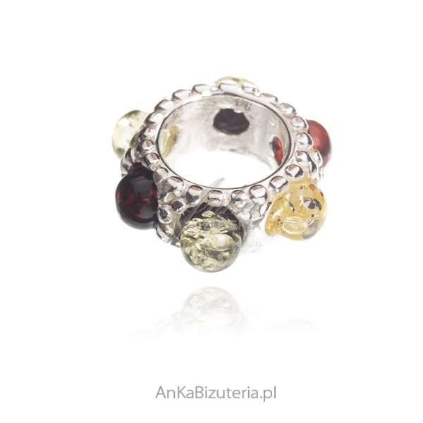 ankabizuteria.pl Charms srebrny z kolorowym bursztynem do bransolete