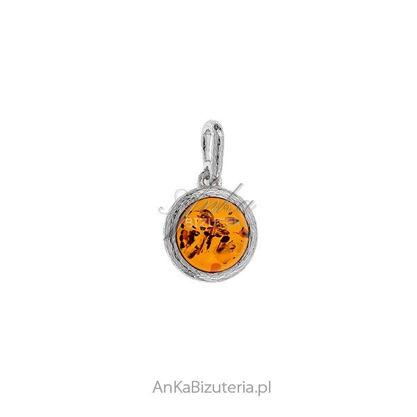 ankabizuteria.pl Srebrna zawieszka z bursztynem okrągła