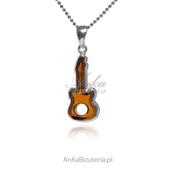 ankabizuteria.pl Zawieszka srebrna z bursztynem GITARA