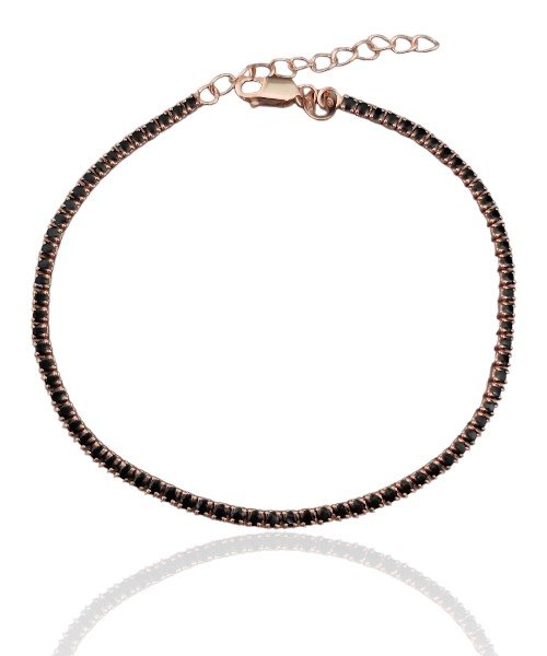 ankabizuteria.pl Bransoletka srebrna pozłacana różowym złotem z czarn