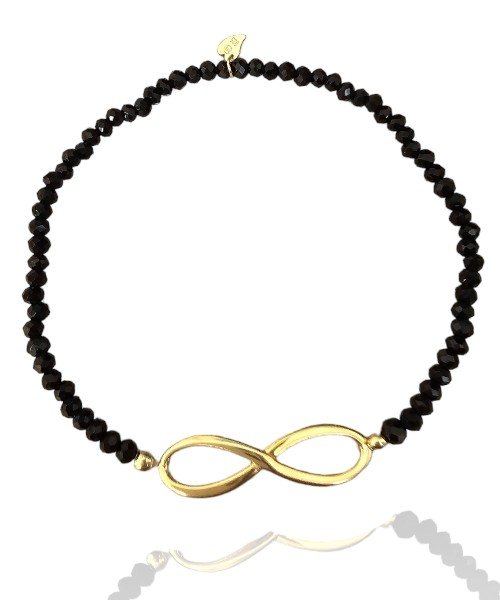 ankabizuteria.pl Bransoletka srebrna pozłacana z czarnymi spinelami N