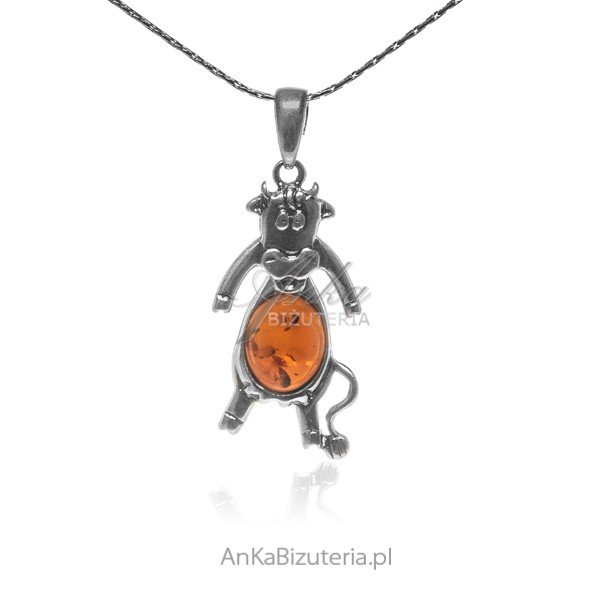 ankabizuteria.pl Srebrna zawieszka z bursztynem KRÓWKA