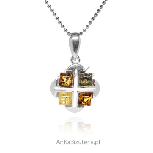 ankabizuteria.pl Zawieszka srebrna KRZYŻ JEROZOLIMSKI z kolorowym bu