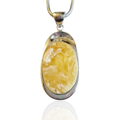 ankabizuteria.pl Srebrna zawieszka z biało -żółtym bursztynem - wyjąt