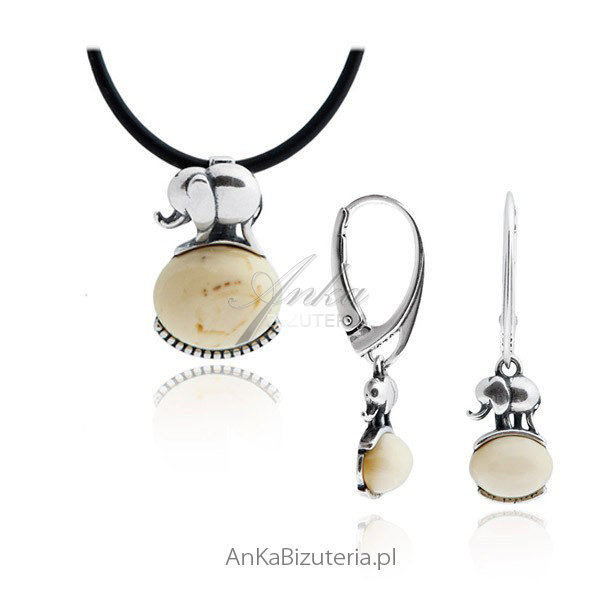 ankabizuteria.pl Komplet srebrny z biało-żółtym bursztynem z nowej ko