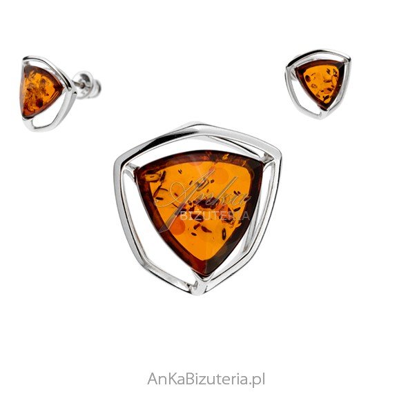 ankabizuteria.pl Komplet biżuteria srebrna z bursztynem