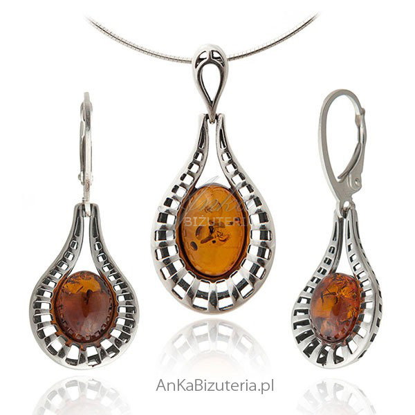 ankabizuteria.pl Komplet srebrny z bursztynem