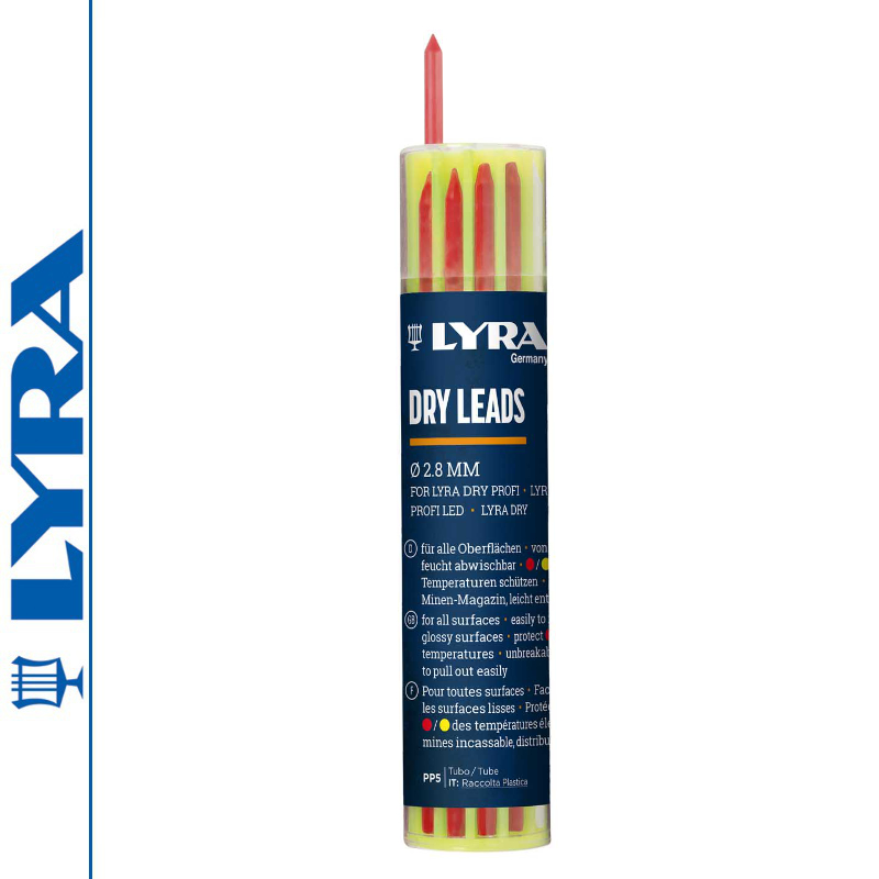 Wkłady do ołówków LYRA DRY - kolor czerwony - 12 szt.