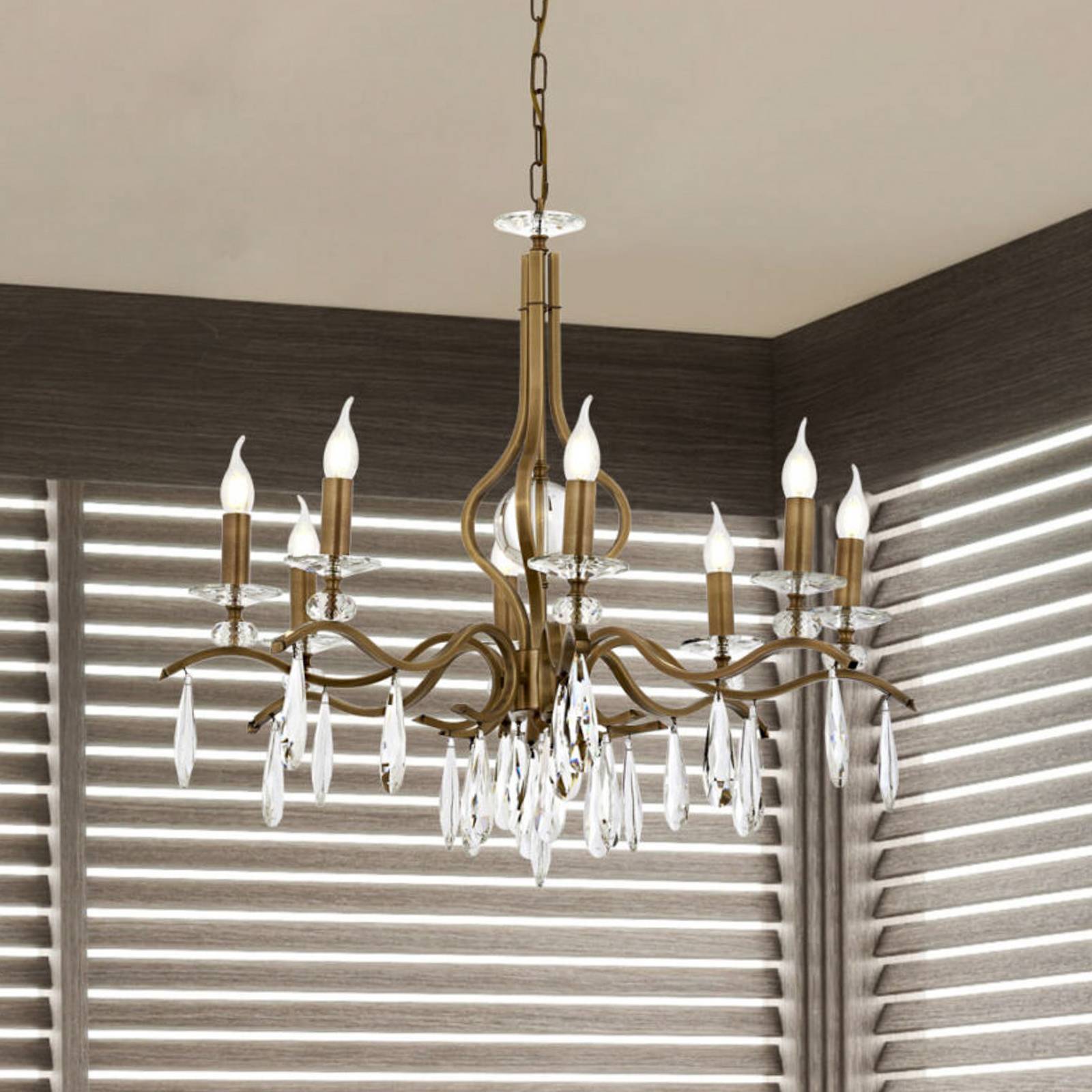 Avonni Żyrandol Elizabeth Ø80cm metal/kryształ 8flg. antyczne złoto