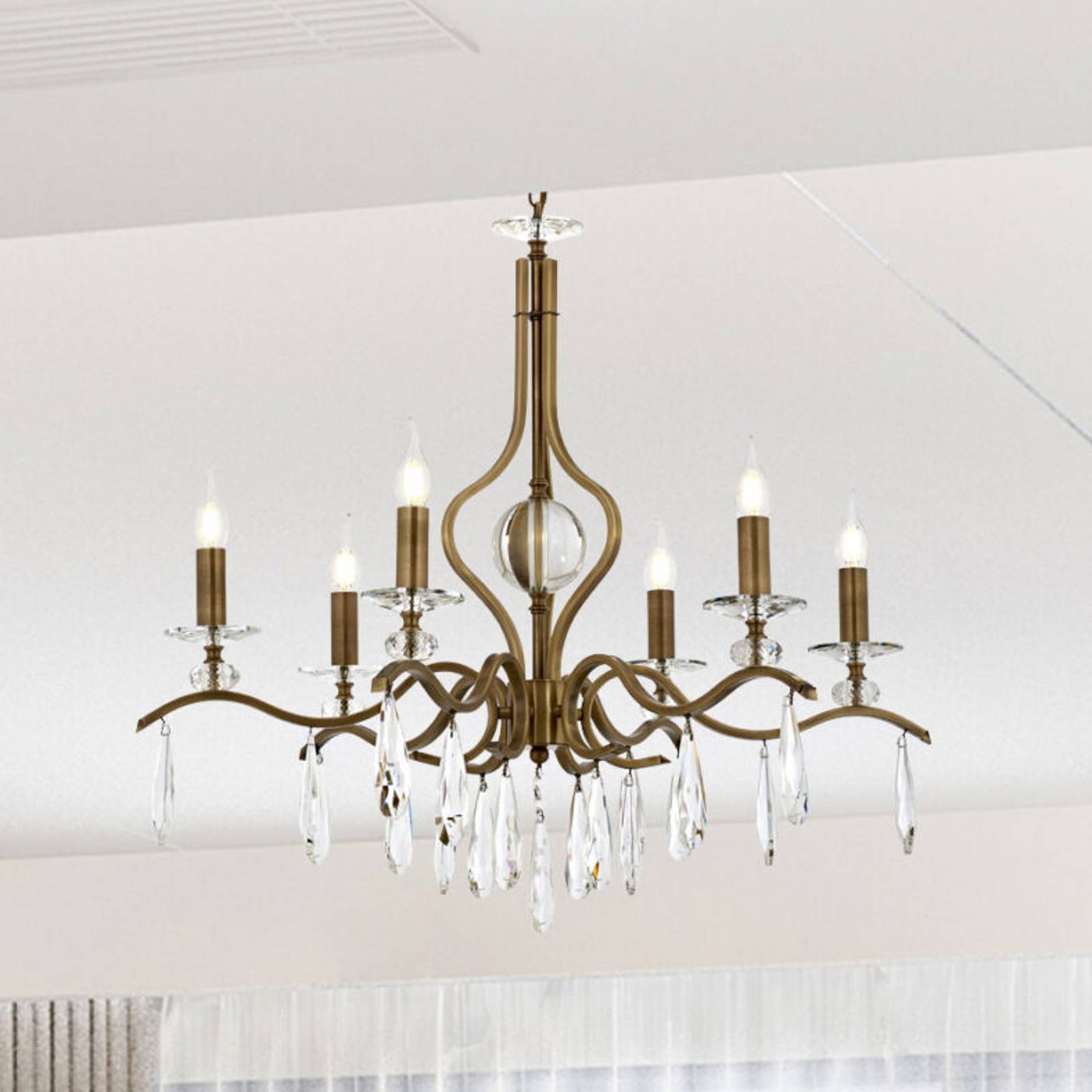 Avonni Żyrandol Elizabeth Ø80cm metal/kryształ 6flg. antyczne złoto