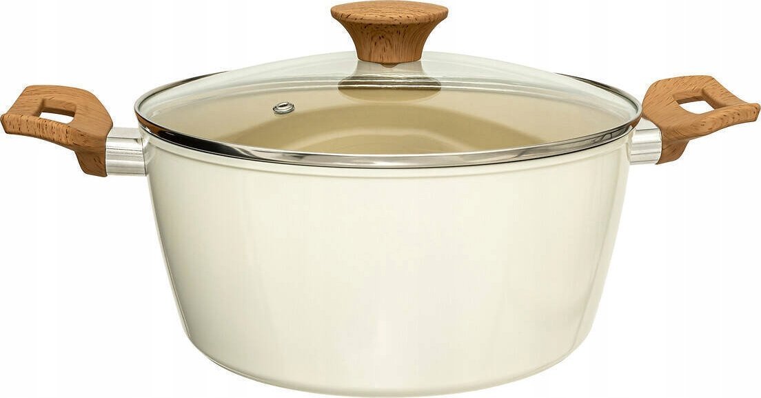 5five Garnek aluminiowy HARMONY z drewnianymi uchwytami, 25 cm