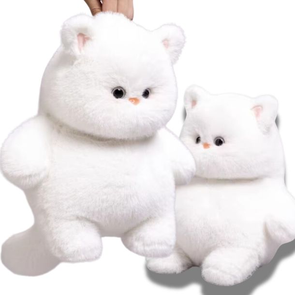 Maskotka Pluszak Puszysty Miau Kotek Urocza Poduszka Kolor Biały