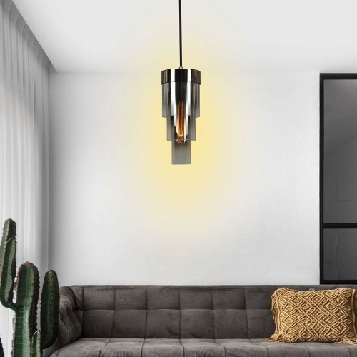 Grans lampa wisząca 1xE27 czarna/chrom 6211-0110