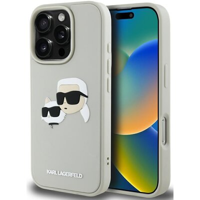 Etui KARL LAGERFELD HC 3D Rubber Double Heads do Apple iPhone 16 Pro Beżowy