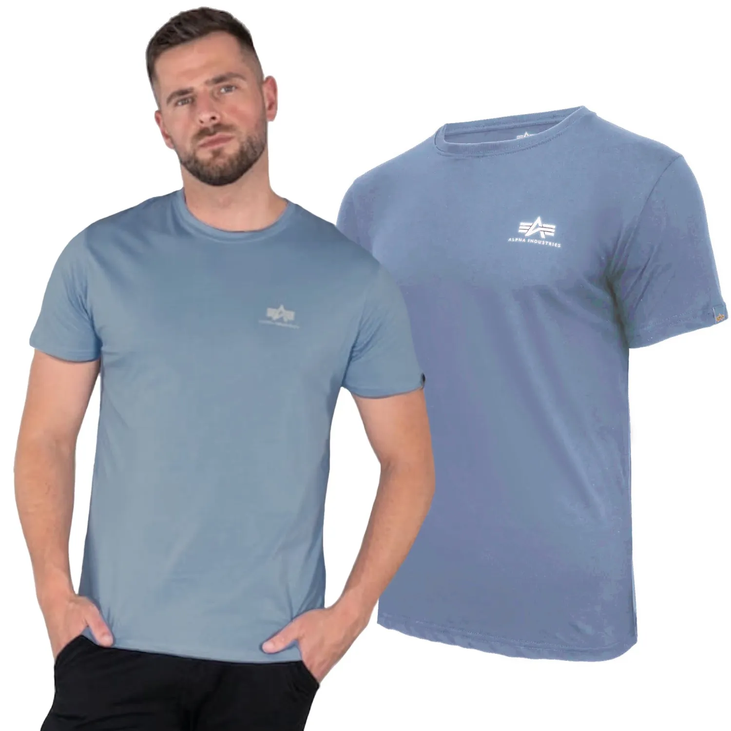 Alpha Industries Small Logo Basic 188505 134 - Szaro-Niebieska
