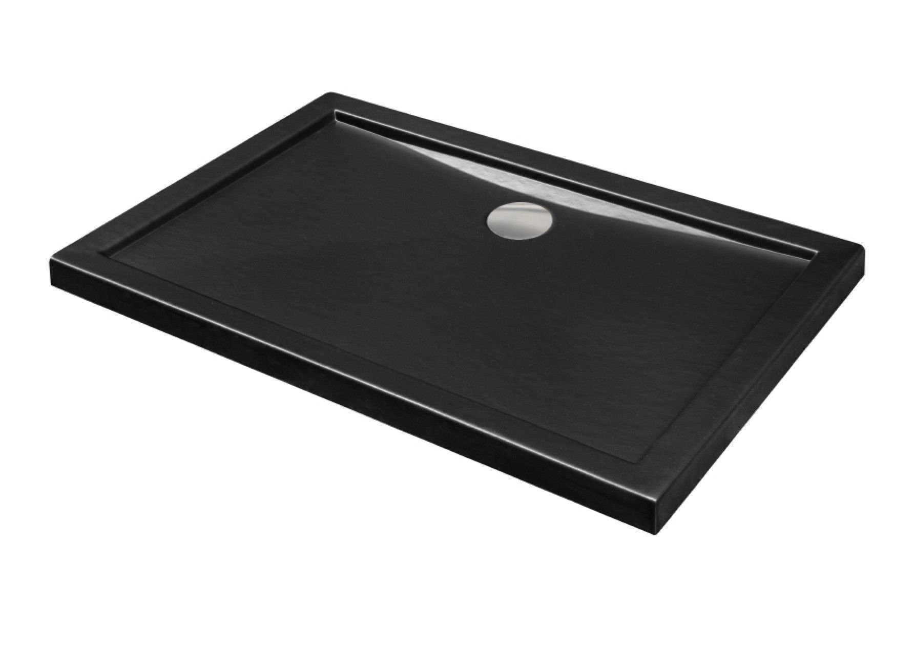 Brodzik prostokątny Besco Alpina SlimLine 100x80x5,5 akryl zintegrowany czarny kamień BA-108PZ-CN