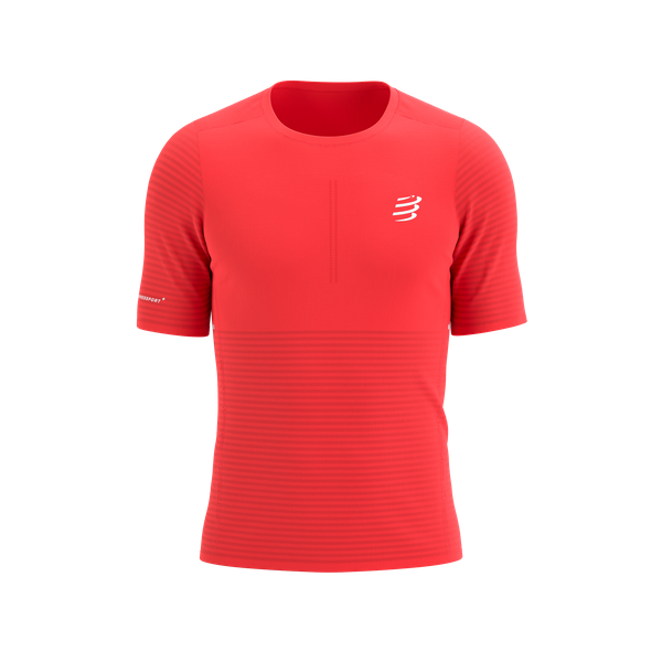 COMPRESSPORT Koszulka biegowa PRO RACING SS T-SHIRT fluo red