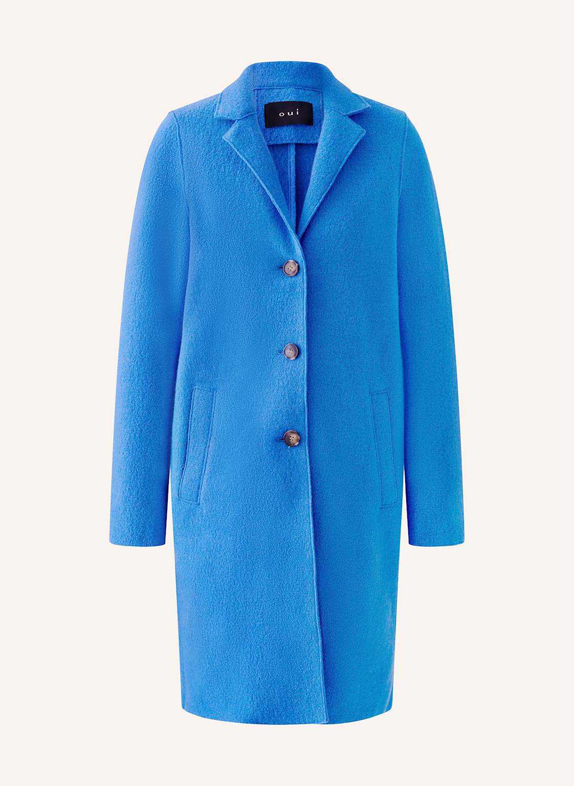 Oui Płaszcz Wełniany blau