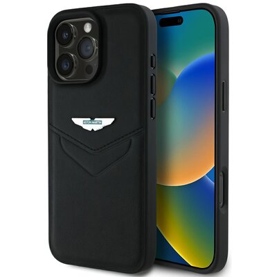 Etui ASTON MARTIN HC Leather Victory Design do Apple iPhone 16 Pro Max Czarny