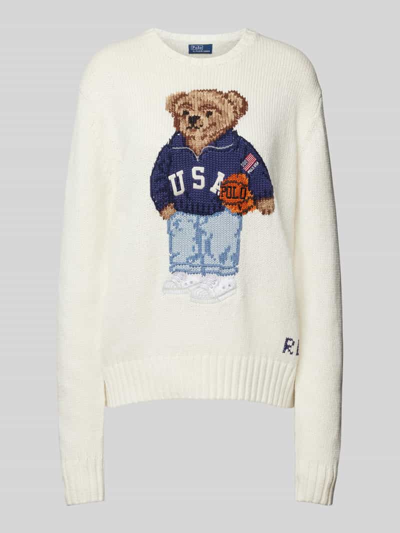 Sweter z dzianiny z wyhaftowanym motywem model ‘BBALL’