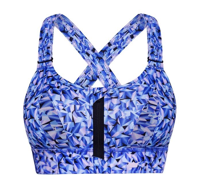 BIUSTONOSZ SPORTOWY SHEFIT NIEBIESKI WZORY MOCNE PODTRZYMANIE REGULOWANY 5XL