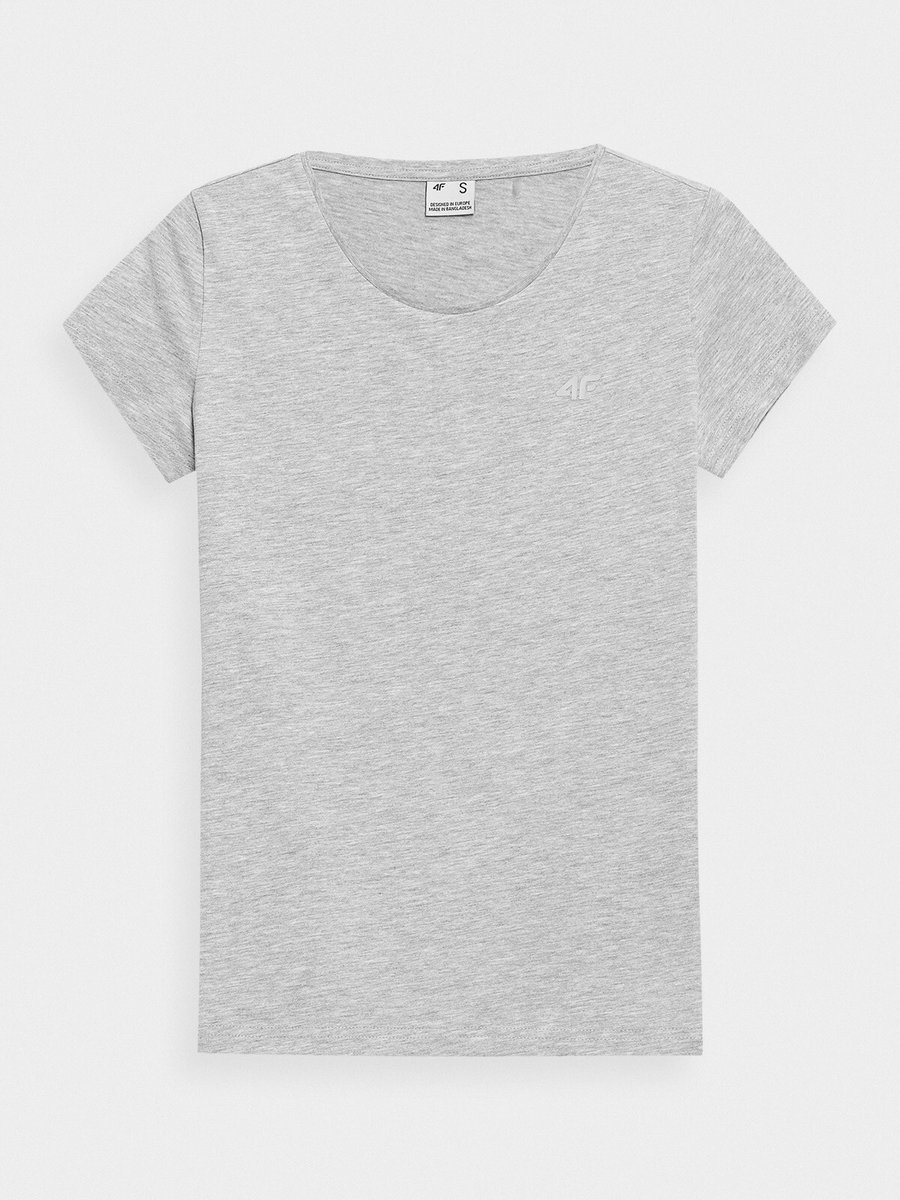 4F Gładki Szary Damski T-shirt regular Komfort i styl Rozmiar XS