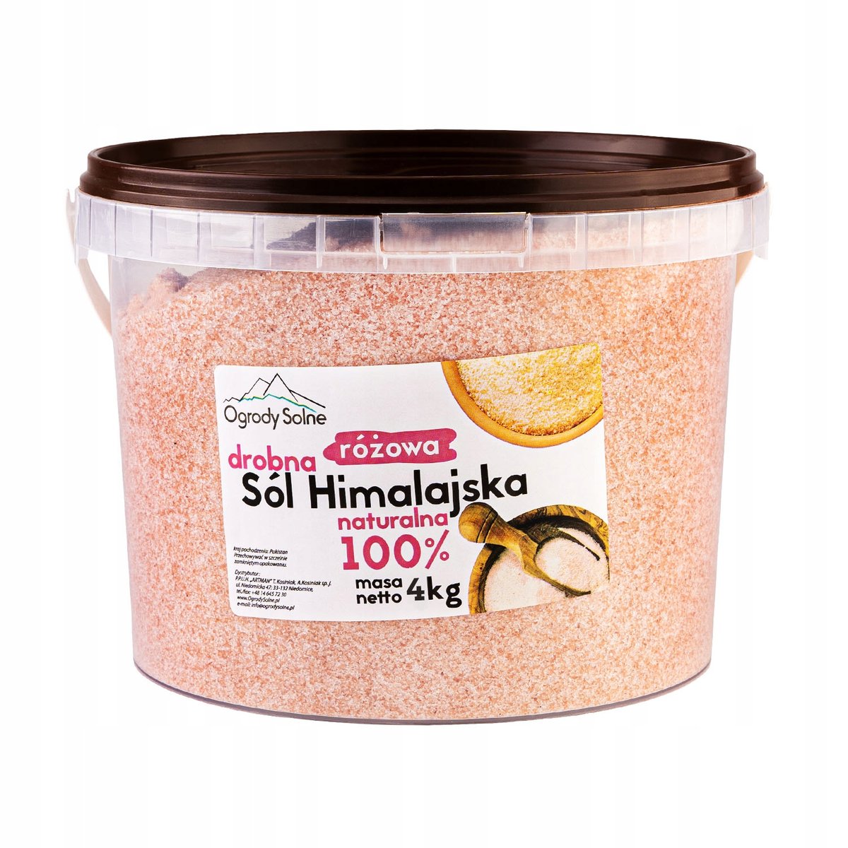 SÓL HIMALAJSKA różowa DROBNA - 4 kg WIADERKO drobnoziarnista naturalna