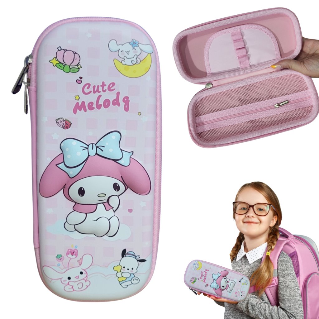 Piórnik Szkolny Kuromi My Melody Rozkładany JEDNOKOMOROWY PLAMOODPORNY 3D