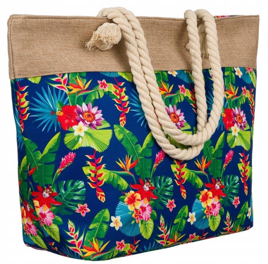Torba Plażowa Duża Zapinana Na Zamek Torebka Shopper Na Piknik Miejska